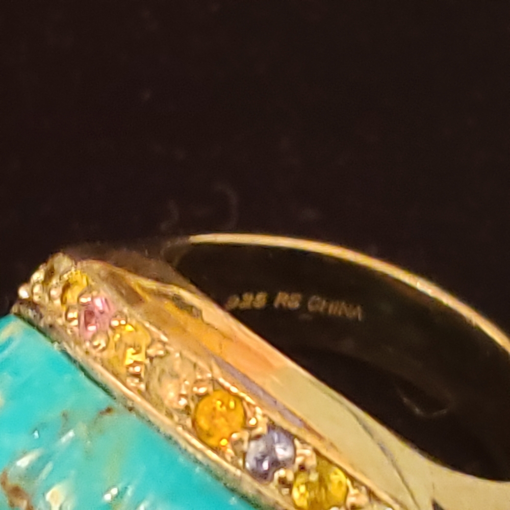 Turquoise SS surrounded by gemstone ring - Picture 3 of 5